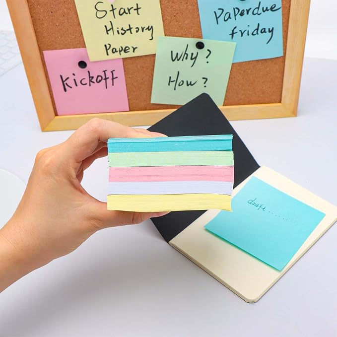 Non Sticky Blank Notes Cube 500 Sheets 3.35x3.35 Inch 5 Bright Colors Memo Note Loose Paper Cubes for Taking Reminders Home Office Writing Supplies