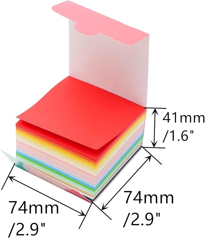 Tear Off Notepad 3x3 Non Sticky Notes 380 Sheets Tearable 80gsm Memo Paper 19 Colors Note pad Black Square Cube for Taking Notes (3" x 3")