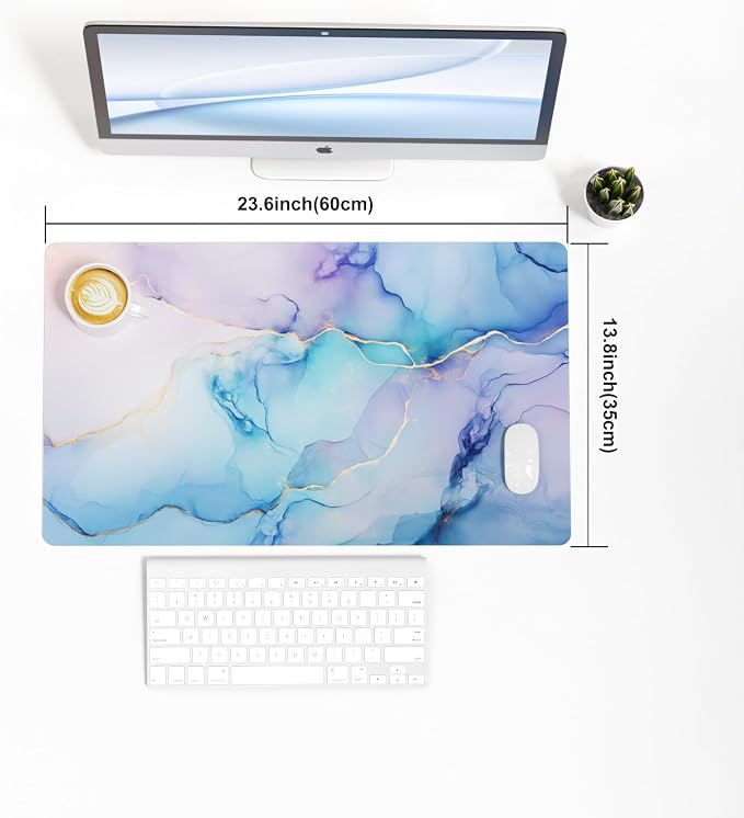 QIYI Large Mouse Pad, PU Leather Desk Mat for Desktop, Waterproof Gaming Desk Pad, Marble Painting Full Desk Accessories Keyboard Mousepad, Home & Office Décor 23.6" x 13.8" - Abstract Fluid Art