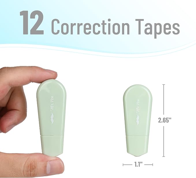 Mr. Pen- Aesthetic Correction Tape Bulk, 0.2" x 197", 12 pcs, Pastel Colors | Cute Correction Tapes for Quick Corrections, Office and School Supplies