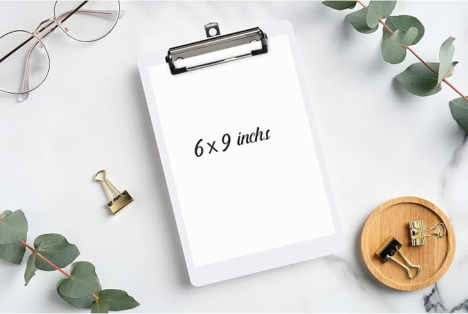Hongri Plastic Small Clipboard, White A5 Memo Size Clip Board | Mini Size 6 x 9 in for Students, Teacher, Women, Office & School Supplies