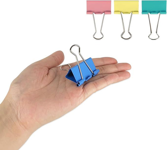 Ykimok Large Binder Clips, 1.6 inch, 24 Pack, Colored Binder Clips, Paper Clamps Large Size for Office Supplies, 4 Vibrant Colors