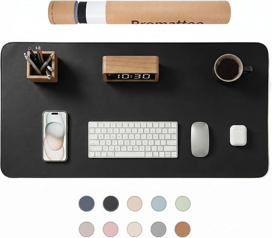 Large Desk Pad Non-Slip Desk Mat Protector for Keyboard Mouse Waterproof Vegan Leather Surface Faux Leather Laptop Mat Smooth Mouse Pad Premium Gift Tube Obsidian Black 39" x 17"