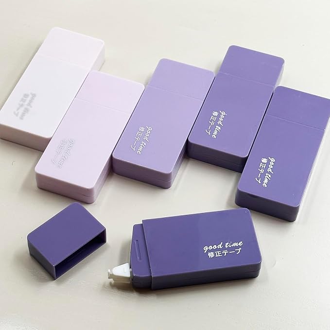LOPURO White Correction Tape, 6Pcs Cute White Out Correction Tape,Pastel Color Correction Tapes Eraser Easy to Use Instant Applicator for School Office Home Aesthetic Supplies (Purple)