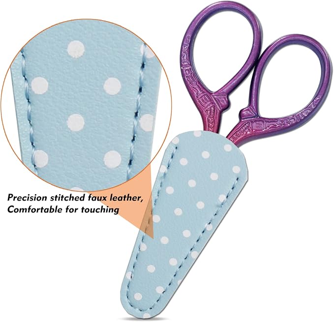 3.6 inch Sewing Crafting Scissors Stainless Steel Embroidery Scissors | Leather Scissor Cover for Cross Stitch Cutting Paper Handcraft Craft Art Work DIY Tool