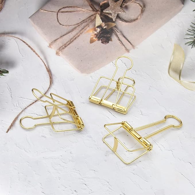 Extra Large Binder Clips 2 Inch, Big Paper Clamps Gold for Office School Supplies (15Pcs)