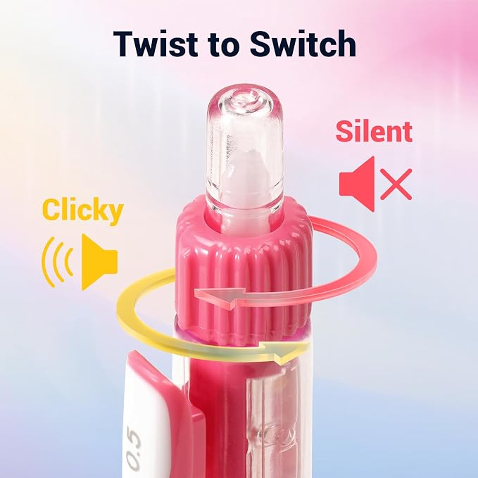 WRITECH Retractable Gel Ink Pens: 0.5mm Black-Ink Switch Between Silent and Clicky Soft Grip Fine Point Pen for Journaling Smooth Writing Quick-dry No Bleed 10ct
