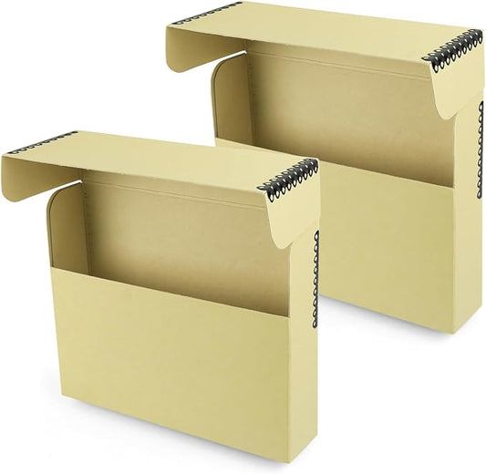 Lineco Archival Document Storage Box, Tan, 15.5" x 10.5" x 2.5" | Legal-Sized, Metal Edge, Acid-Free Boxboard Case, Organize Files, Prints, Photos, Pack of 2