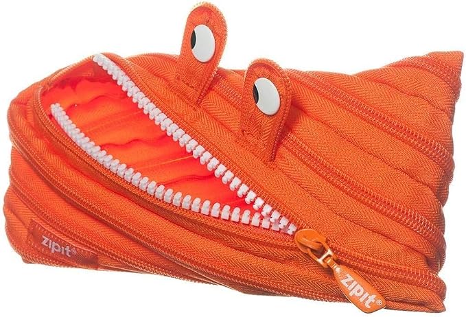 ZIPIT Monster Pencil Case for Kids, Cute Zipper Pouch for Boys Girls and Teens, Stationery Bag for School ,Orange
