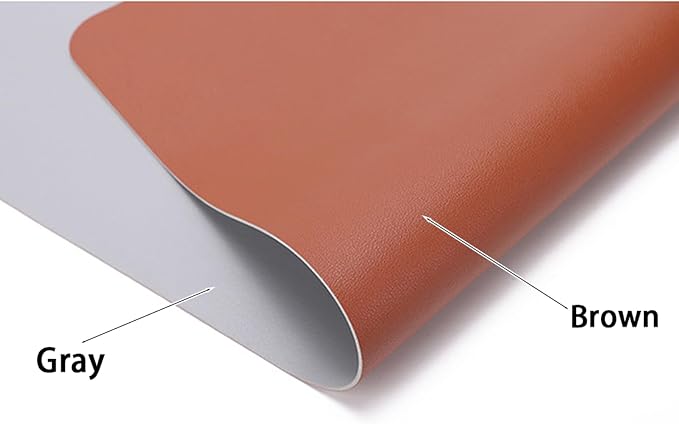 Leather Desk Protector, 1.8mm Thick, Waterproof & Scratch - Resistant Nightstand Cover, for Dining Room, Office, Dresser, Bedside (Brown+Gray, 14x24 Inches)