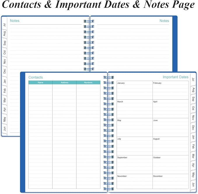 2026-2027 Planner - Planner 2026-2027 from July 2026 - June 2027, Weekly & Monthly Planner Spiral Bound with 12 Monthly Tabs, Inner Pocket, 6.4" x 8.5", Blue