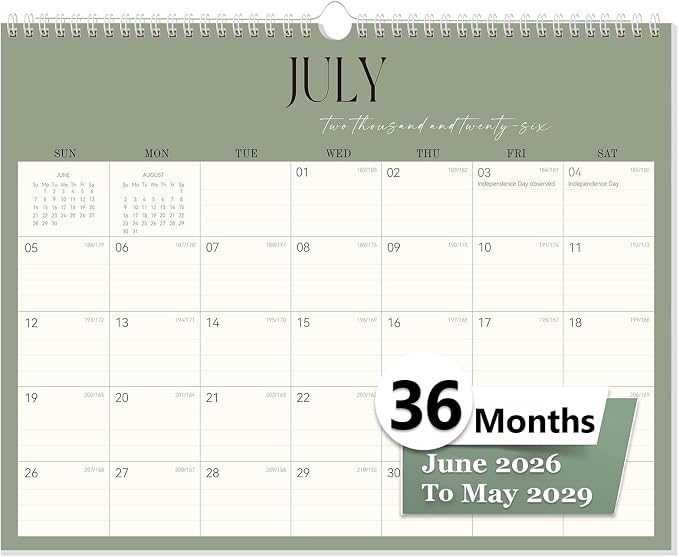 GuassLee Wall Calendar 2026-2029, 36-Month Hanging Wall Calendar June 2026 - May 2029, 14" X 11" Monthly Planner With Thick Paper Spiral Bound For Office Home School Organizing & Planning