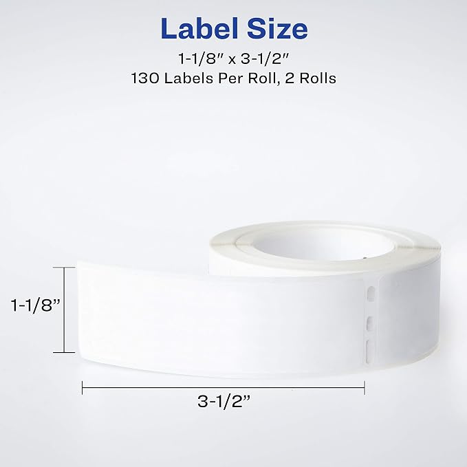 Avery Direct Thermal Address Labels, 1-1/8" x 3-1/2", White, Comparable to DYMO 30251, 130 Blank Labels per Roll, 2 Rolls, 260 Total (4150)