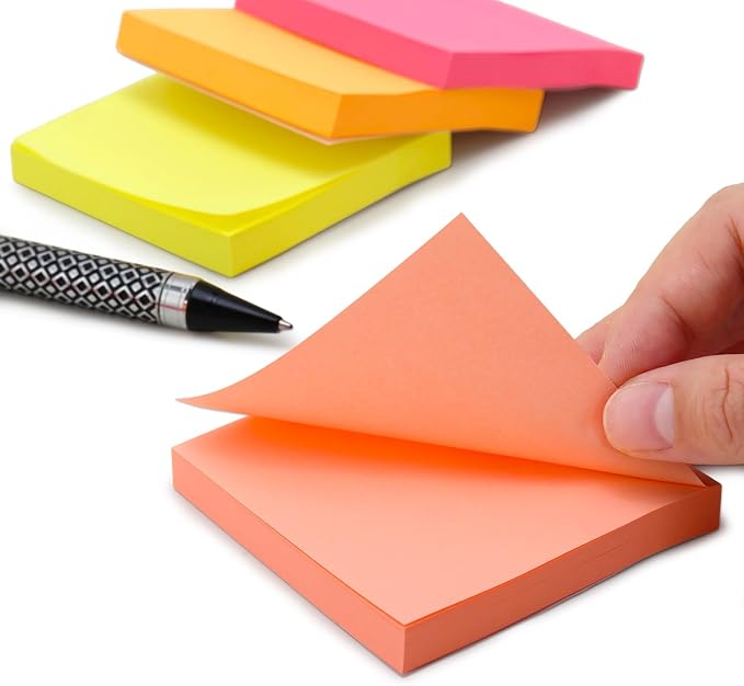 3x3 Sticky Notes, 4 Pads Clear Sticky Notes + 4 Pads Colorful Sticky Pads | Office Todo List & Brainstorming;Perfect for Textbook Annotation & Reminders;Great for Classroom Organization & Board Work