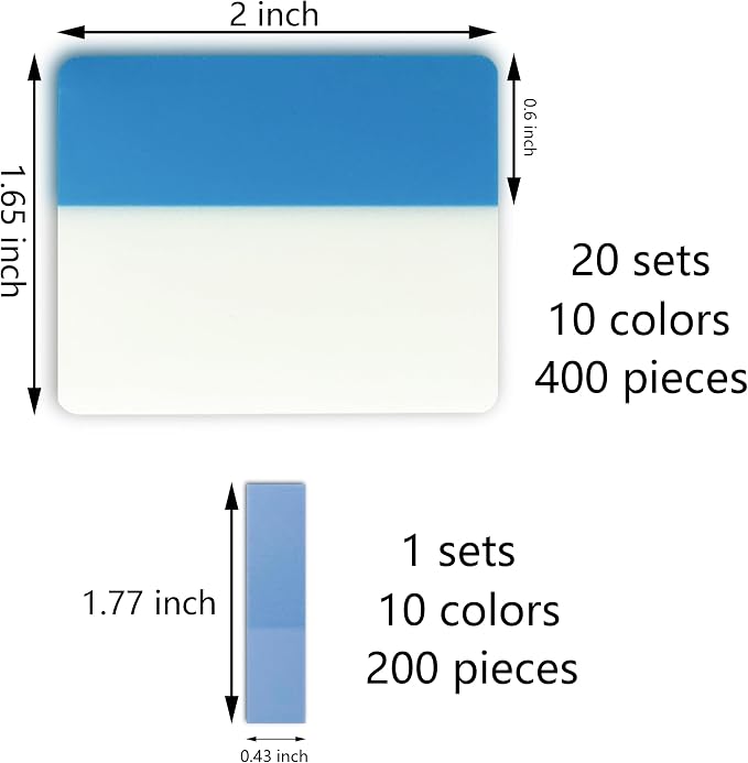 2 Inch Sticky Index Tabs, 600Pcs Writable and Repositionable File Tabs Flags Colored Page Markers Labels for Books, Binders, Classify Files and Books, Reading Notes (21 Set)
