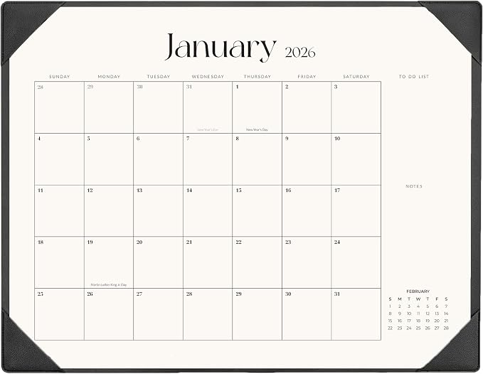 Large Desk Calendar 2026-2027 with Desk Mat, Desktop Calendar 18 Monthly Runs from January 2026 to June 2027, Desk Pad Calendar 22 x 17 Inch Perfect for Planning, Organizing, and Scheduling Your Life (Black)