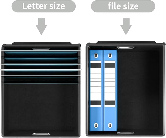 File Organizer Box with Lid, Collapsible File Folder Organizer for Office Document Storage, Filing Box with Plastic Slide for Letter Size Hanging File Folders(1 Pack, White)