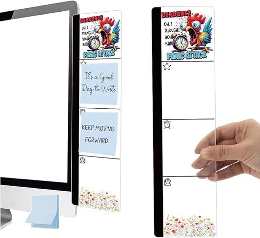 Monitor Memo Board Acrylic Sticky Note Holder Funny Office Decor Desk Memo Organizer with 100 Pcs 3X3 Inch Blue Self Stick Note Pads for Home Cubicle Workspace Decoration