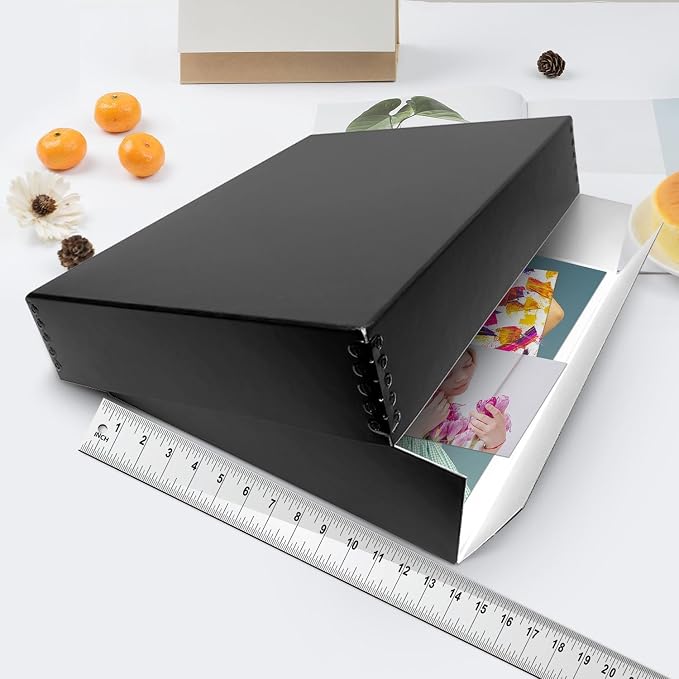 Lineco Museum Archival Storage Box, Drop Front, 13.75x19.75x3 in, Black | Acid-Free with Metal Edge, Preserves Picture Longevity, Organize Photos, Newspapers, Prints, Documents, Crafts, DIY