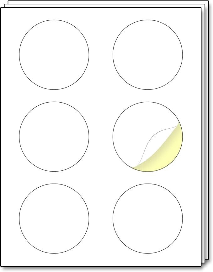 200 Sheets - 3 inch Round Labels, White Printable Circle Stickers, Laser/Inkjet Printing - Letter Size (8.5" x 11")