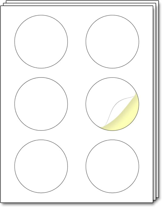 200 Sheets - 3 inch Round Labels, White Printable Circle Stickers, Laser/Inkjet Printing - Letter Size (8.5" x 11")