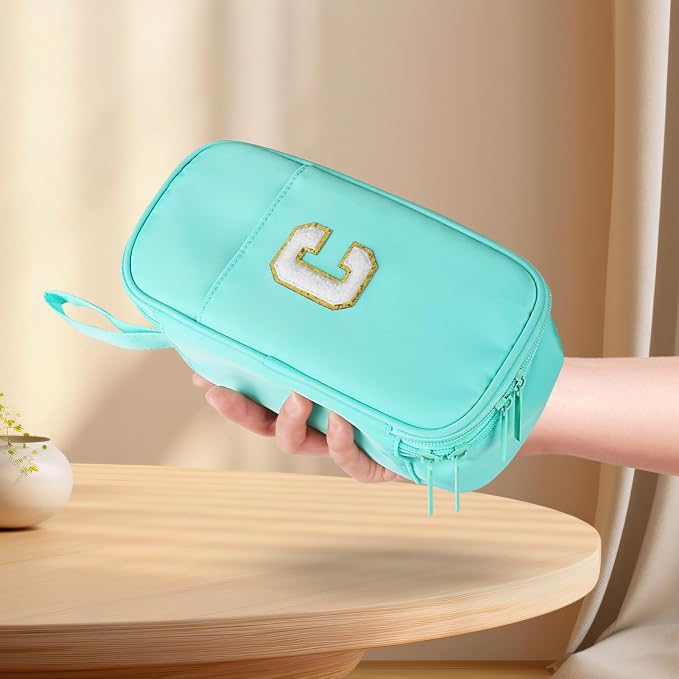 Cute Large Pencil Case Pouch,Personalized Initial Pencil Bag for Girls Boy | Multiple Pockets With Smooth Dual-Zipper, Big Capacity Aesthetic Pen Case Bag For Kids College Art School Gift