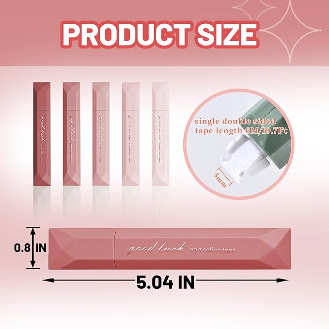5Pcs Mini White Out Correction Tape, Portable White Out Tape for School Office Students Writing Supplies (Red)
