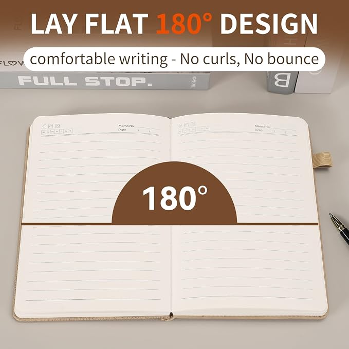 Lined Journal Notebook,256 Pages,A5 Size (5.7'' x 8.3''),Vintage Tree Growth Ring Leather Hardcover Journal,100 GSM Thick Paper,for Daily,Work,School,Note Taking(Khaki)