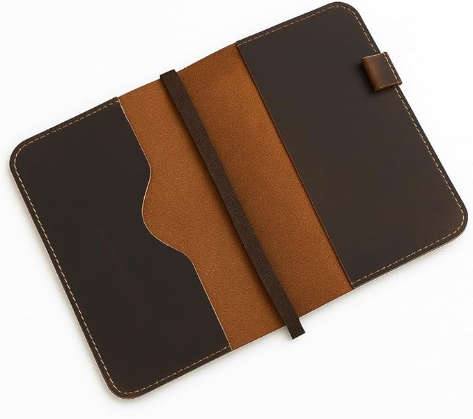A5 Leather journal cover, Refillable Journal Cover for Large and Medium A5, Leather Handmade Notebook Cover, 5.75 x 8.25 Inches Leather Bound Journal (Brown)