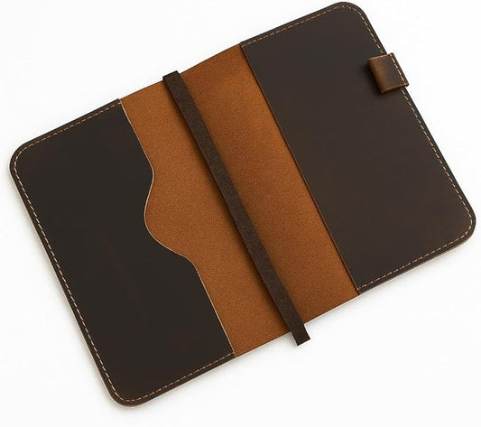 A5 Leather journal cover, Refillable Journal Cover for Large and Medium A5, Leather Handmade Notebook Cover, 5.75 x 8.25 Inches Leather Bound Journal (Brown)
