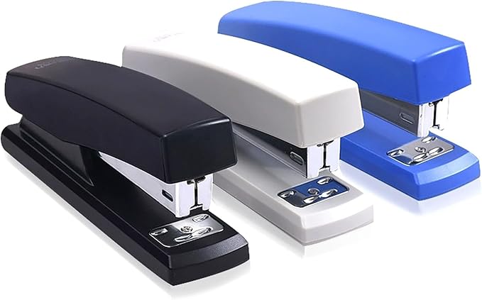 Desktop Staples, 4.8 Inch Labor Saving Black Stapler for 20 Sheets Capacity with 500 Pcs No.12 Staples (Black)