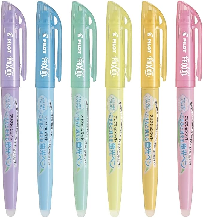 Pilot Frixion Light Soft Color Erasable Highlighter Pen, 6 Color Set (SFL-60SL-6CS)