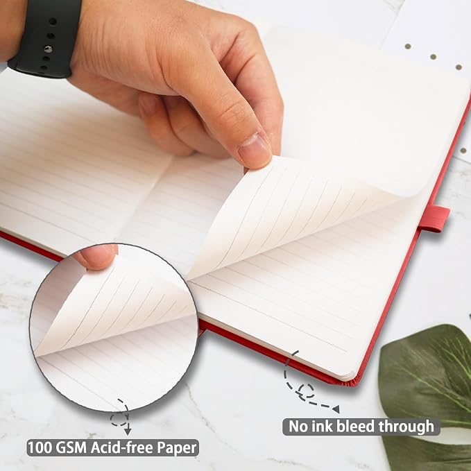 Heture Hardcover Notebooks, A5 Lined Journals Notebook for Writing 160 Pages, 8.2 x 5.5 inch, Classic Ruled Notebooks for College/Work/Travel (Red, 1 Pack)