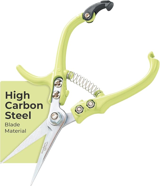 Modern Sprout Pruning Shears- Garden Snips-Herb Scissors- Chartreuse 1-Pack | Lightweight Gardening Tool - Durable Carbon Steel Blade W/Easy-Lock - Gardening Supplies - Flower Cutter - Reusable Holster
