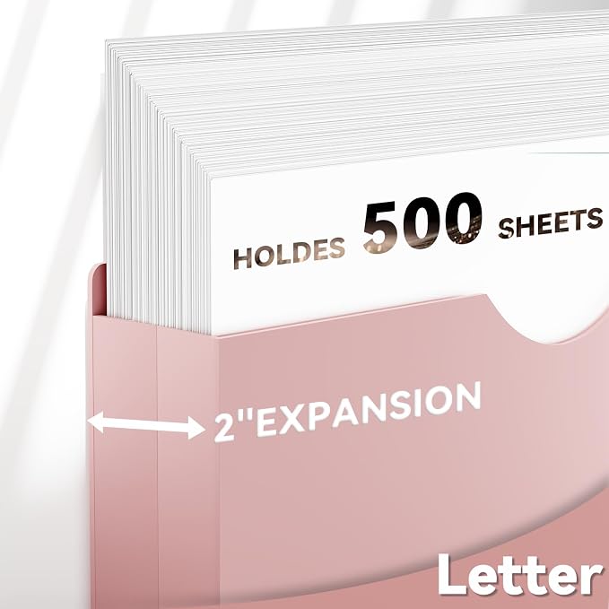 Plastic File Jackets Letter Size,2 Inch Expanding File Folde | 12 Pack Manilla Pocket Folders for Documents,Heavy Duty Expansion Pocket,Job Folders with Straight Cut Tabs,Morandi Color