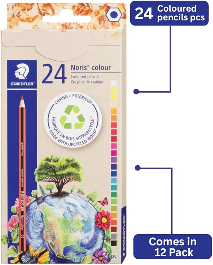 STAEDTLER Colored Art Pencils 12 Pack, 24 Pieces Per Set, 288 Total Count Break Resistant Hexagonal Coloring Pencils Set in Metal Tin, Prefered for Drawing, Adults, Kids Back to School
