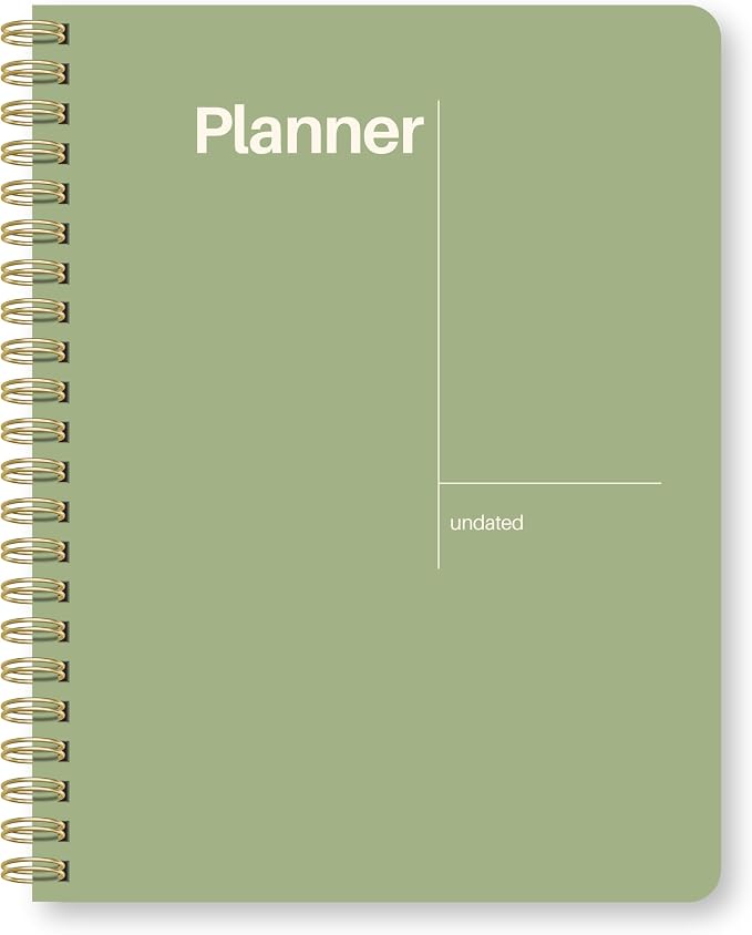 Undated Weekly Planner, 8.5" x 11", Dashboard Layout, Green | Dateless, Top Priorities, To Do List, Habit Tracker, Weekly Notes Space, Weekly Reflection, For Work, School & Life