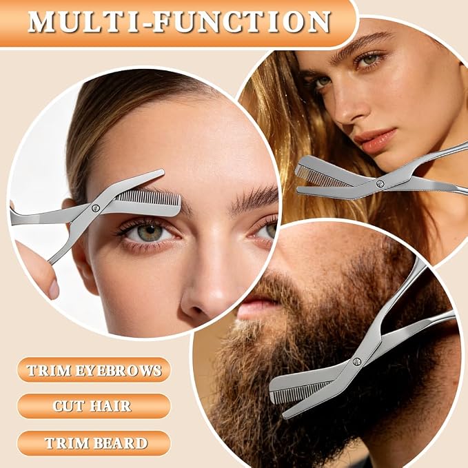 Eyebrow Scissors Professional Grooming Tool for Women Men, Precision Stainless Steel Brow Trimmer for Facial Hair & Eyebrow Shaping for Women & Men