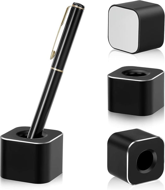 Chinco 2 Pieces Single Pen Holder Metal Pen Stand Square Base Aluminum Student Desk Organizer for Desk Desktop Toothbrush Stand Holder Display for Home Office Students Teachers