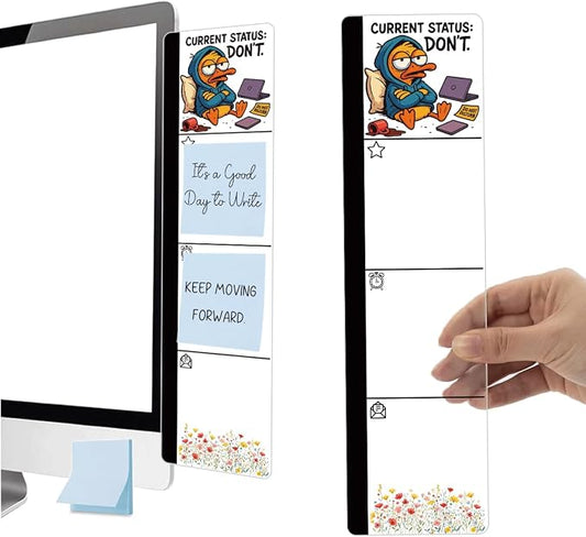 Monitor Memo Board Acrylic Sticky Note Holder Funny Tired Duck Office Desk Decor with 100 Self Stick Note Pads Current Status Don't Quote