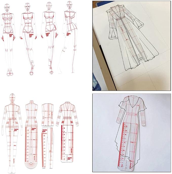 DYNWAVE 8 Pcs French Curve Template Ruler Set,Sewing Humanoid Patterns Design for Dressmaking, Tailoring, Fashion Designing