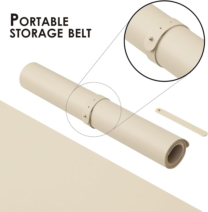 Leather Desk Mat - Non-Slip PU Desk Pad for Office and Home - Desk Organization and Accessories - Ideal for Large Mouse Pad and Desk Mats on Top of Desks (Beige,27.6"x 13.8")