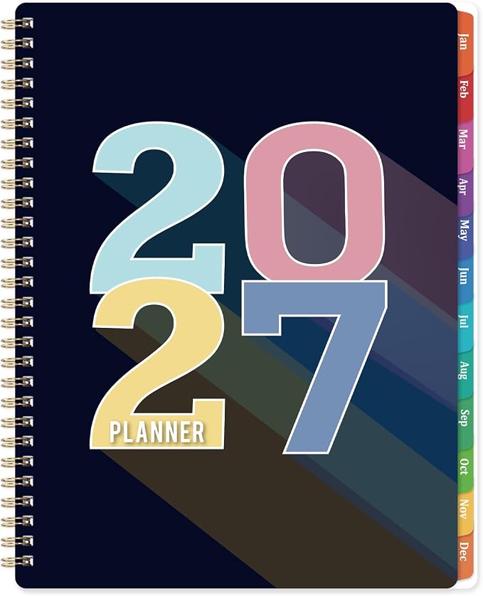 Planner 2027-2027 Calendar Planner, Jan 2027 - Dec 2027, 9" x 11" | 2027 Planner weekly and monthly with Colourful Tabs, Inner Pocket, Premium Paper, Twin-wire Binding