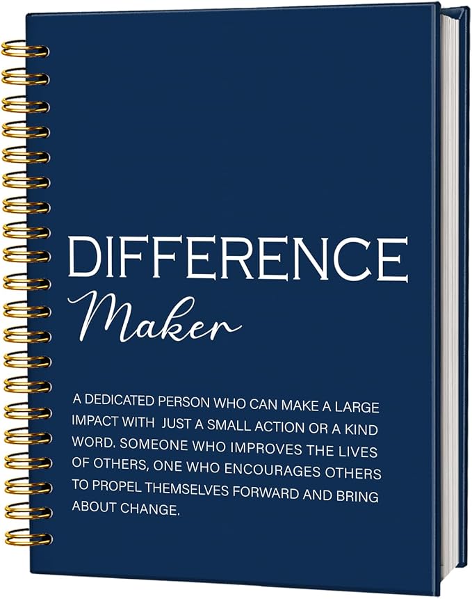 Navy Blue Difference Maker Gift, Difference Maker Definition Hardcover Spiral Notebook Journal, Motivational Notebooks, Thank You Gifts for Women Men Teacher Coworkers, 5.5x8.3