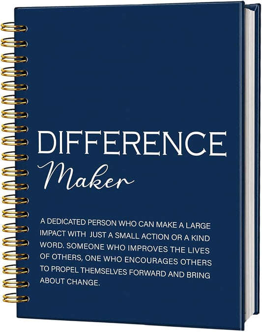 Navy Blue Difference Maker Gift, Difference Maker Definition Hardcover Spiral Notebook Journal, Motivational Notebooks, Thank You Gifts for Women Men Teacher Coworkers, 5.5x8.3