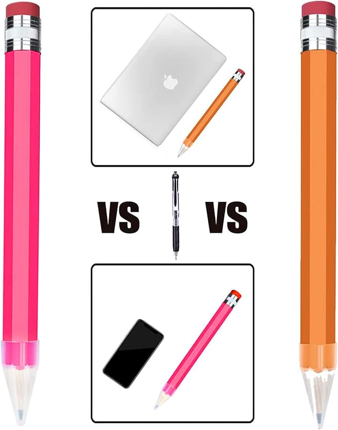 Giant Pencils for Prop/Gifts/Decor - 14 Inch Jumbo Wooden Big Novelty Pencil with Cap for Schools and Homes (Pink)