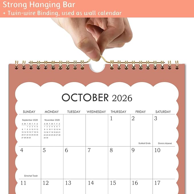 2026 Calendar - 2026-2027 Wall Calendar, July 2026- December 2027, 8.5'' x 11'' Small Calendar, 18-Month Vertical Wall Calendar with Twin-Wire Binding, Hanging Hook & Thick Paper
