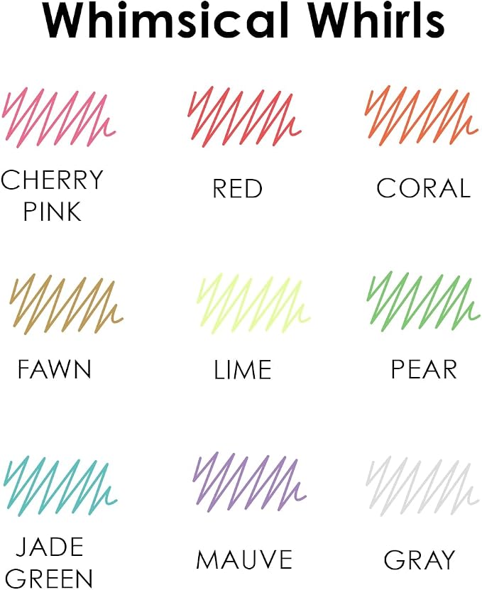 Grabie Erasable Gel Pens, Medium Point 0.7 mm Erasable Pens, Make Mistakes Disappear for Drawing Writing Planner, Pack of 9 Assorted Colors(Whimsical Whirls)