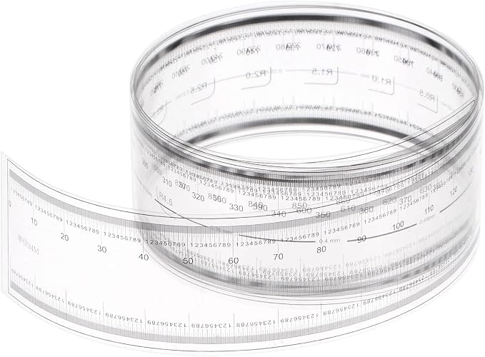 HARFINGTON Film Flexible Ruler 90cm 0.1mm Scale with R Angle & Width Lines PET Plastic Folding Straight Ruler Calibration Soft Ruler Measuring Tool for Factory, Transparent