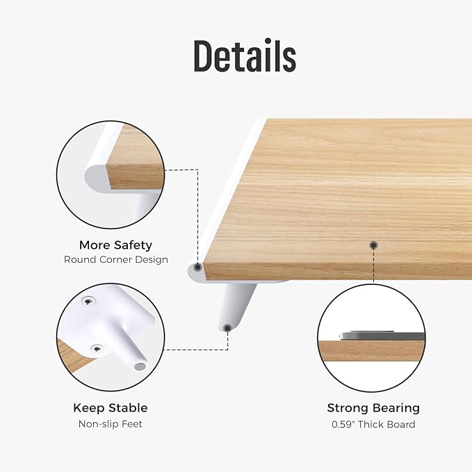 loukin Dual Monitor Stand Riser for Desk, 43.6" × 8.2" Computer Stand, Wood | Supports 22 lb, No Installation Required, Water-Resistant Surface, Fits Laptops and Printers, Ergonomic Design